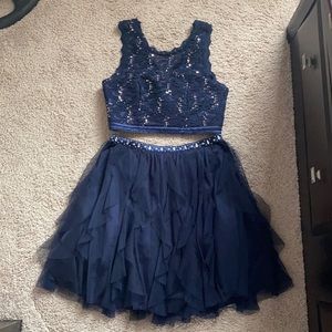 2 piece navy homecoming dress
